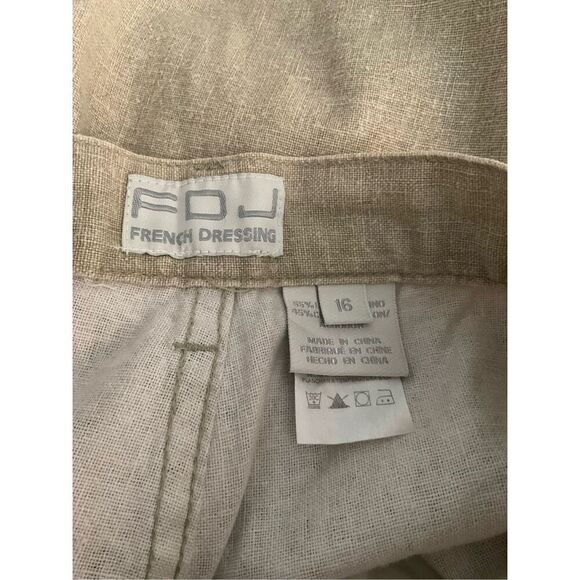 FDJ French‎ Dressing Women Linen / Cotton Pants Beige Gray Straight Leg Size 16 - Picture 10 of 11
